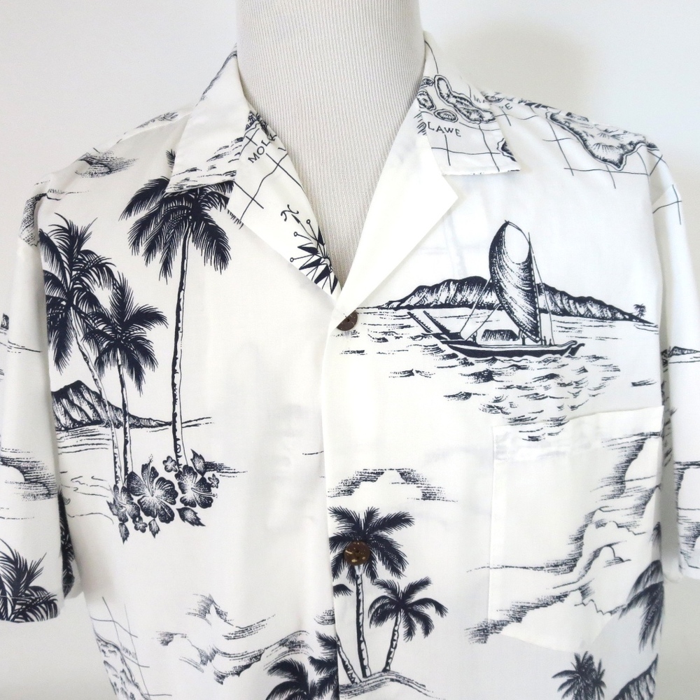 Vtg Royal Creations XL Hawaiian Map Aloha Shirt